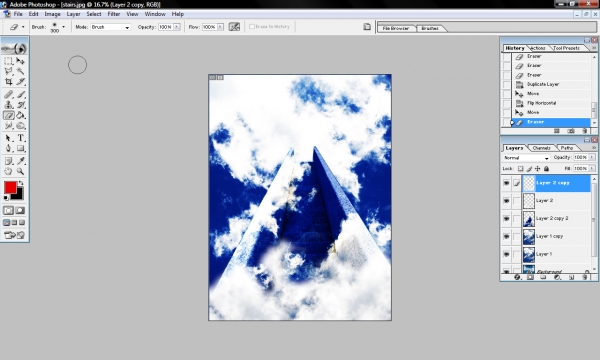 Creation of stair shaped clouds: Step 6